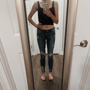 Ripped denim skinny jeans